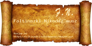Foltinszki Nikodémusz névjegykártya